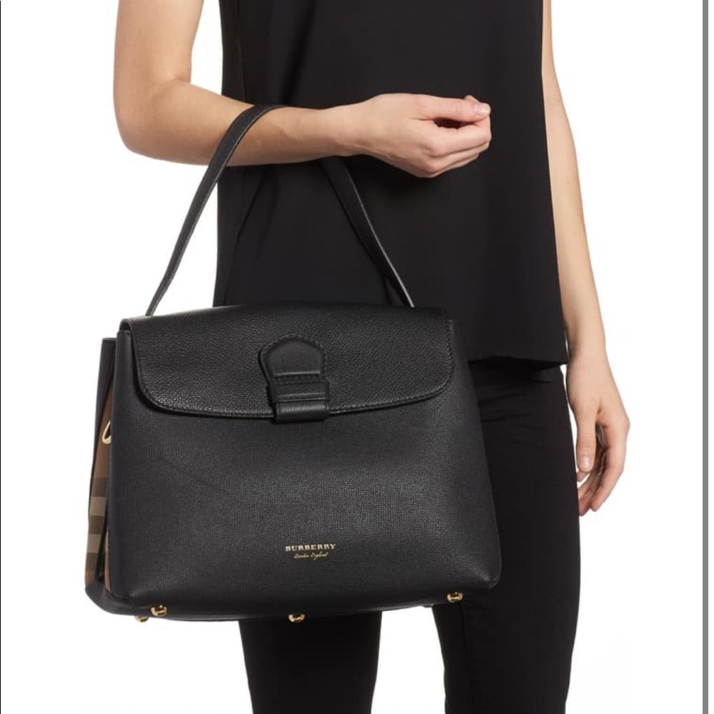 New Medium Camberley Leather & House Check Satchel